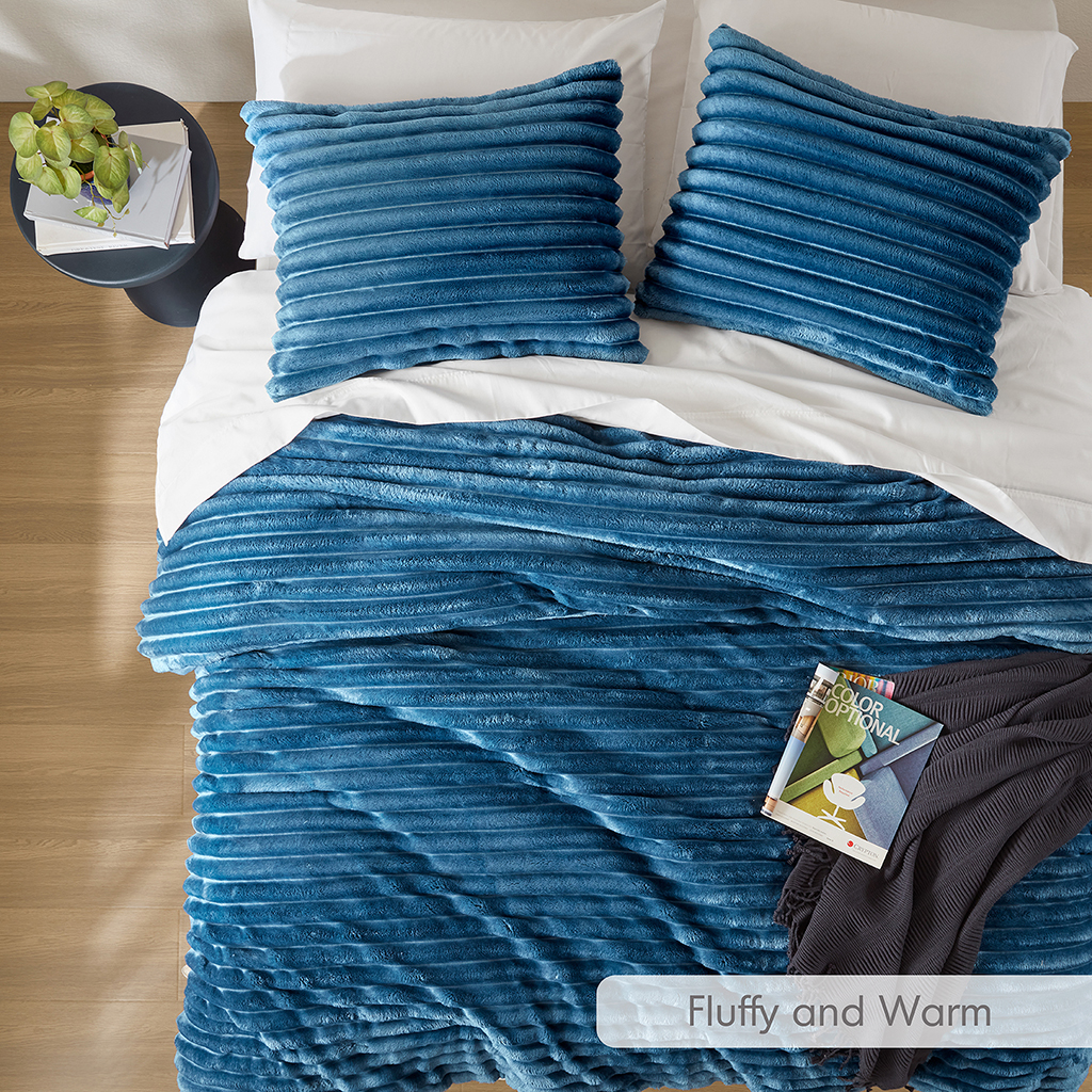 Avril Fluffy Ribbed Plush Comforter Set
