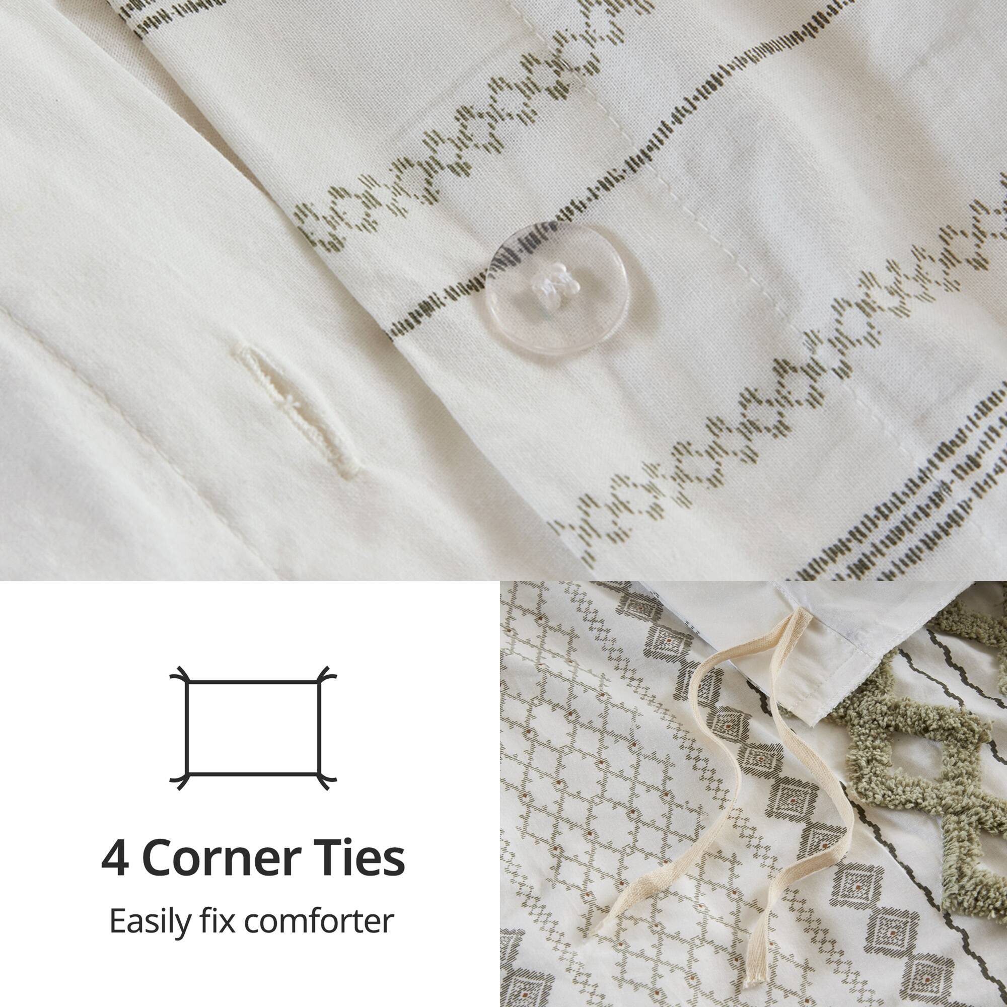 Imani Cotton Printed Duvet Cover Set with Chenille