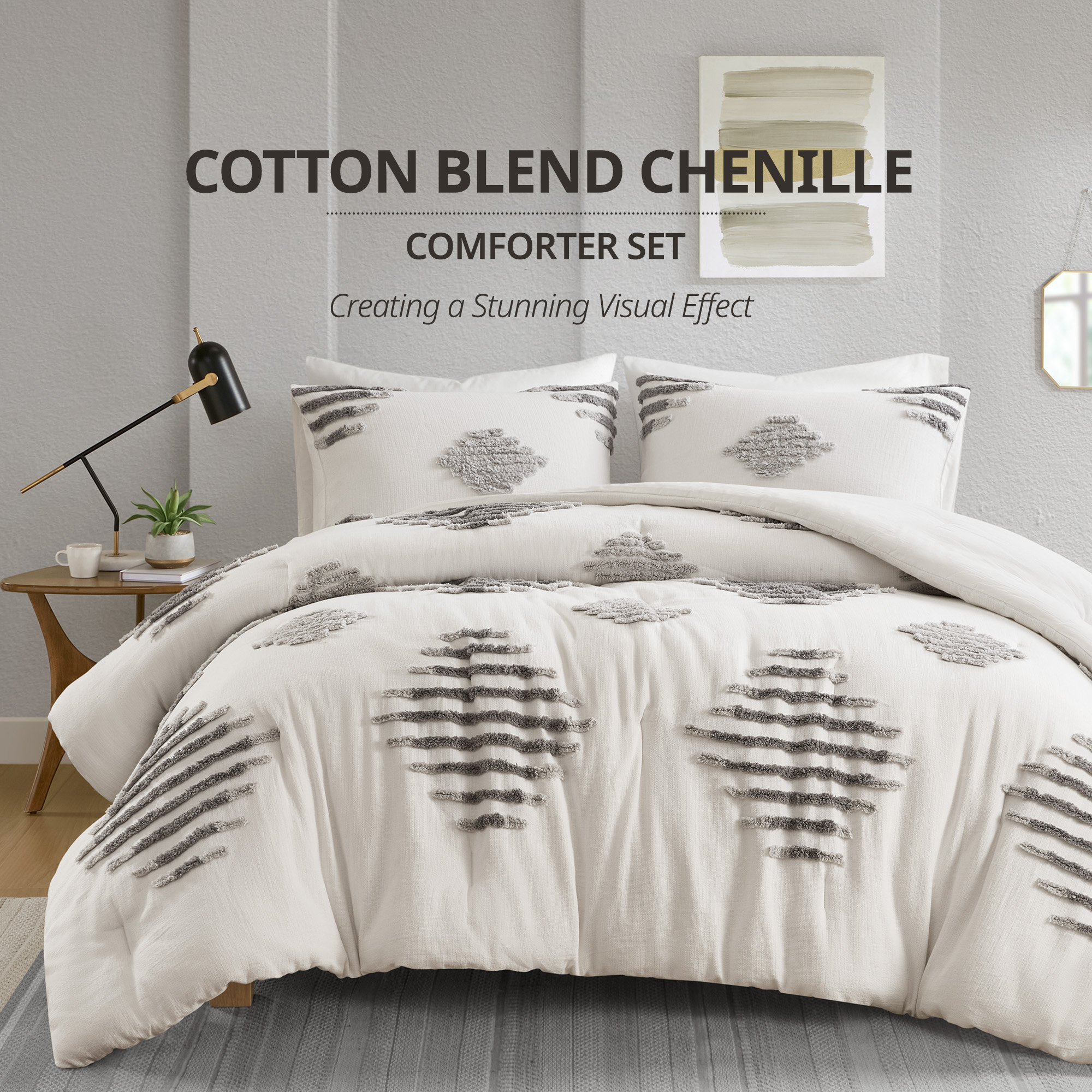 Tahli 3 Piece Cotton Blend Chenille Comforter Set