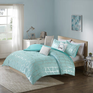 Raina Metallic Printed Comforter Set from Intelligent Design in  Aqua/Silver. Raina Metallic Printed Comforter Set from Intelligent Design in  Aqua/Silver. Raina Metallic Printed Comforter Set from Intelligent Design in  Aqua/Silver. Raina Metallic Printed Comforter Set from Intelligent Design in  Aqua/Silver. Raina Metallic Printed Comforter Set from Intelligent Design in  Aqua/Silver.