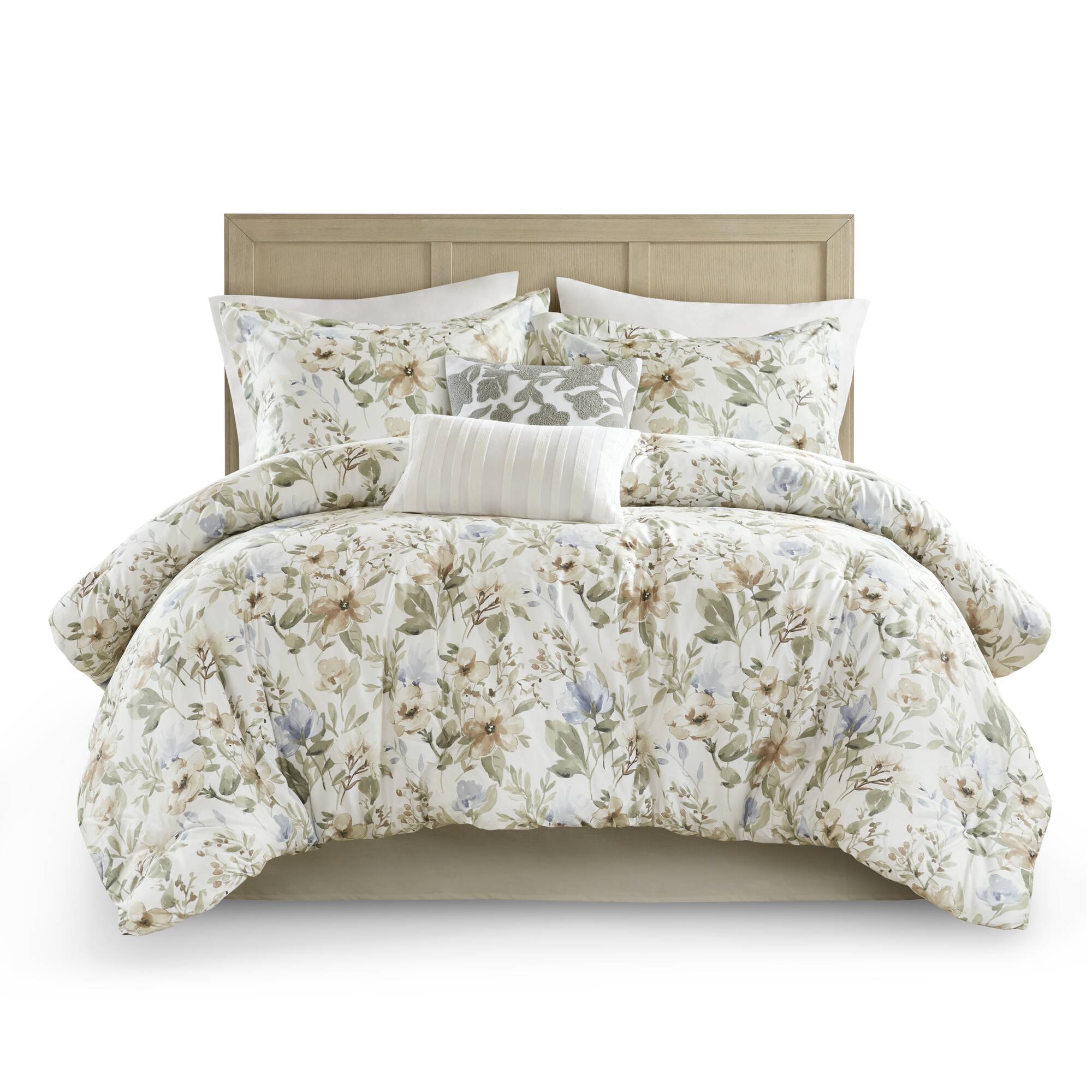 Herbal 6 Piece Cotton Sateen Print Oversized Comforter Set