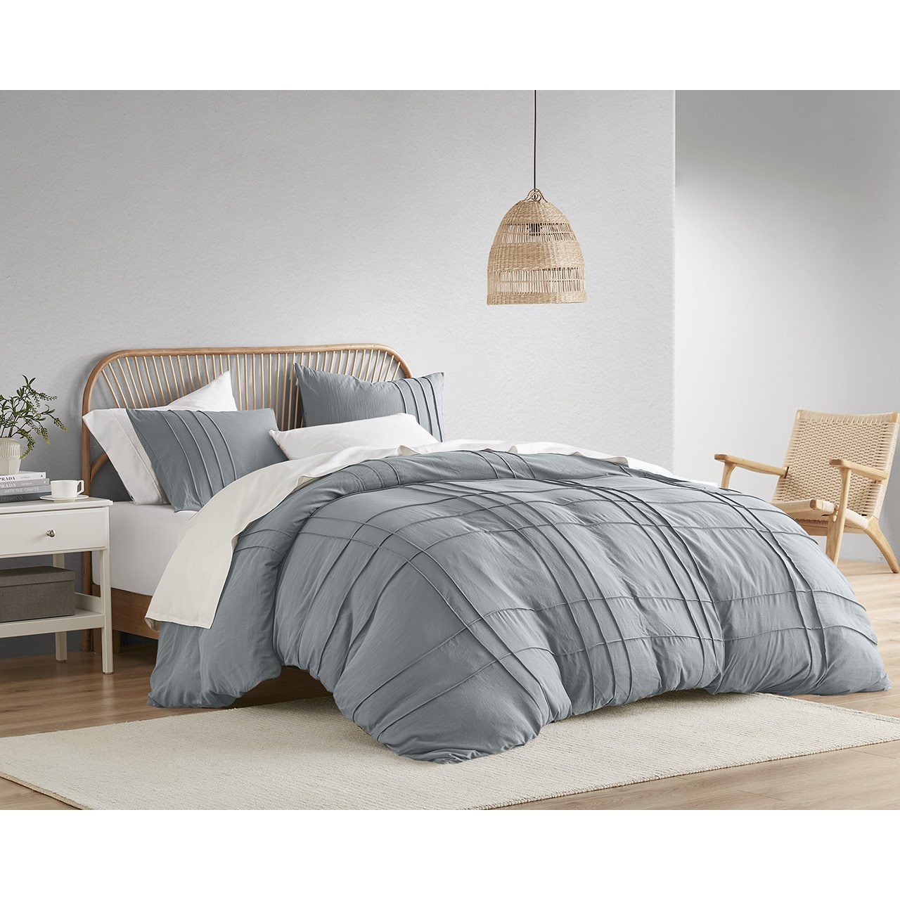 Walker Soft Washed Pleated Duvet Cover Set