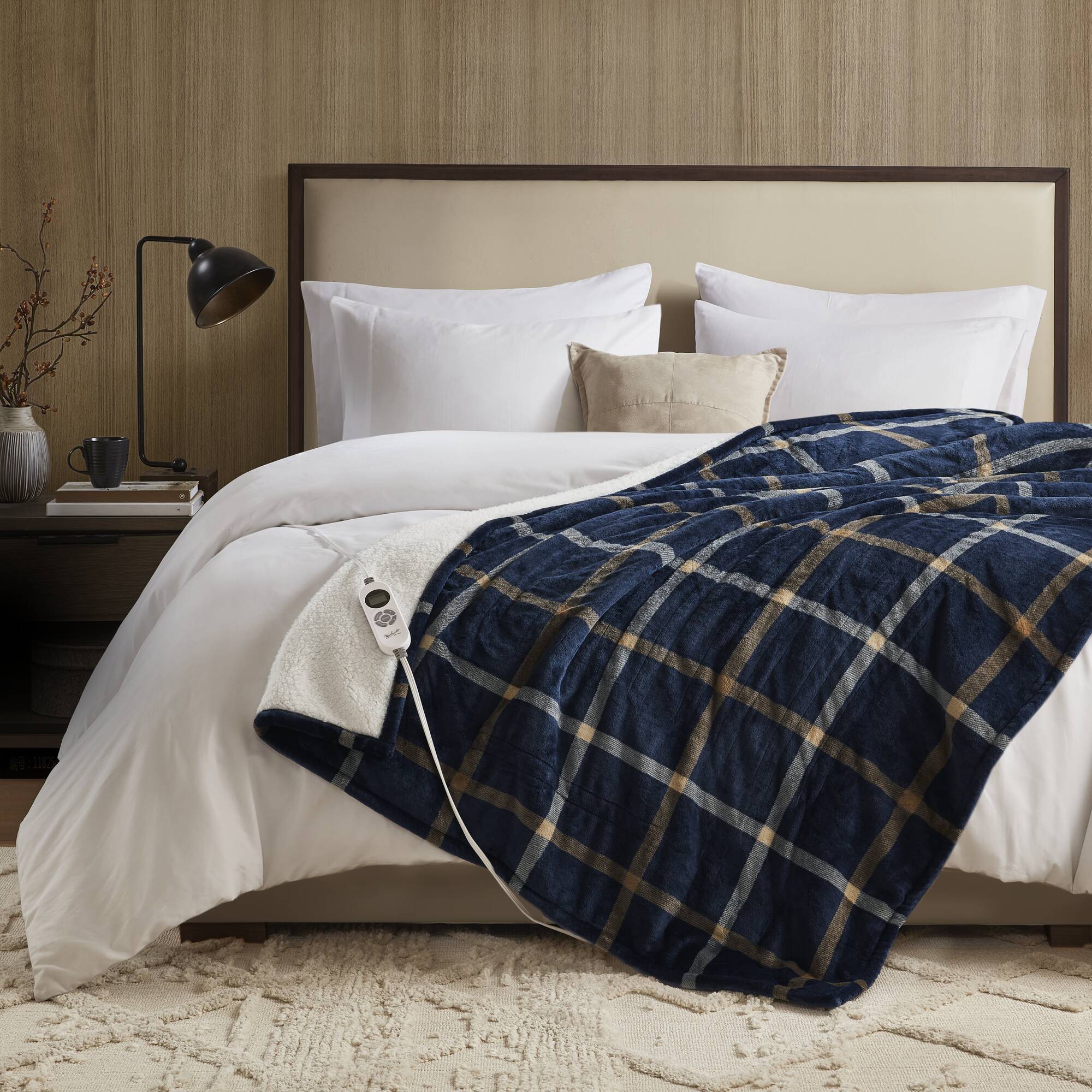 Print Plush to Sherpa Heated Throw