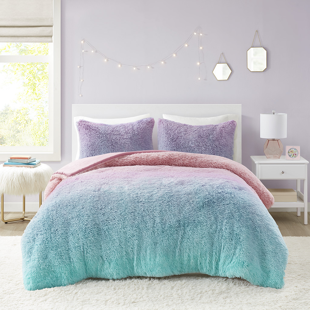 Primrose Ombre Shaggy Faux Fur Comforter Set