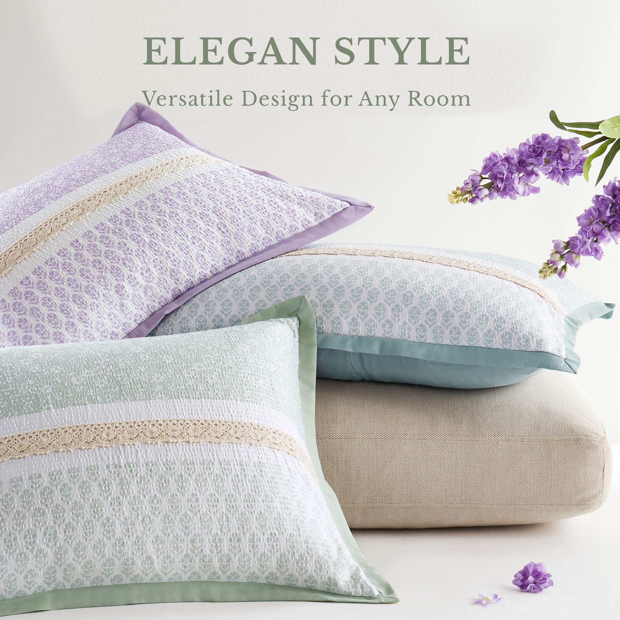 Caralie 5 Piece Seersucker Comforter Set with Throw Pillows