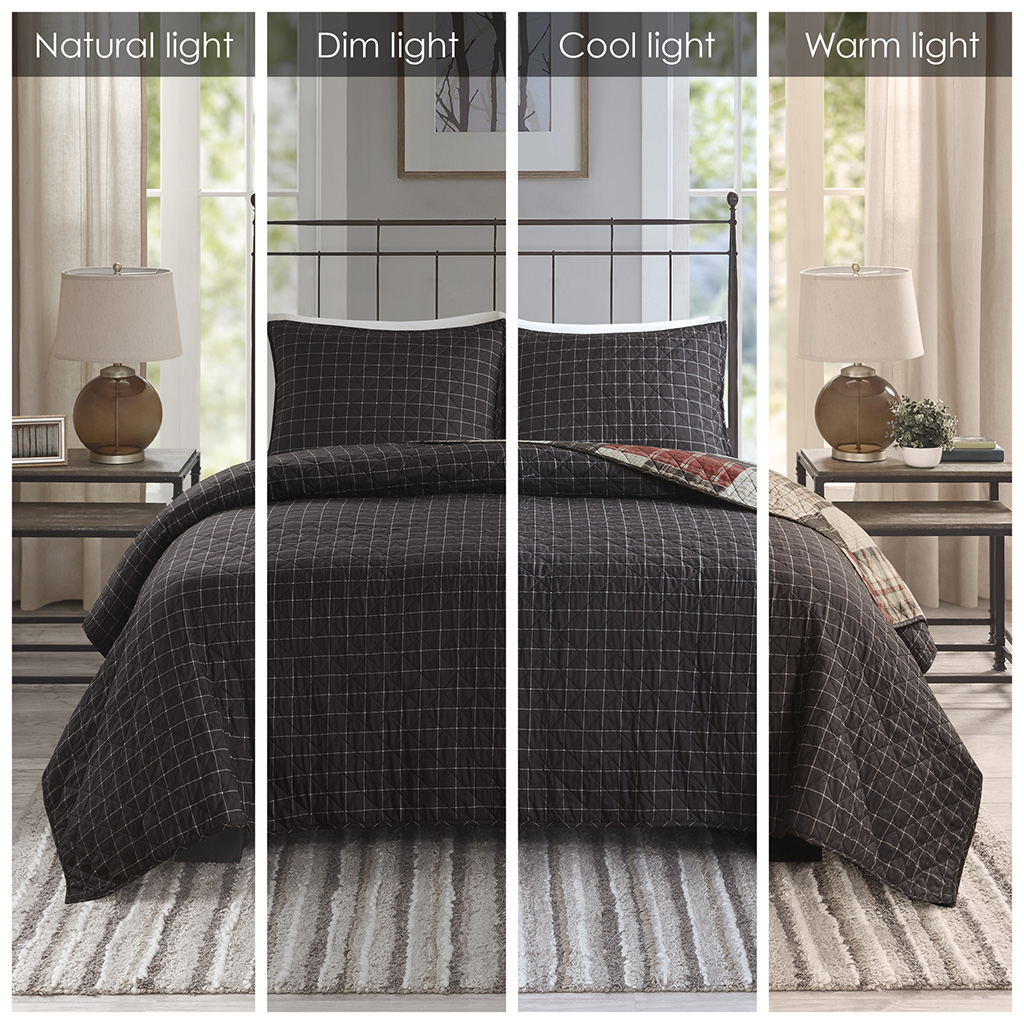 Timber 3 Piece Reversible Printed Quilt Set