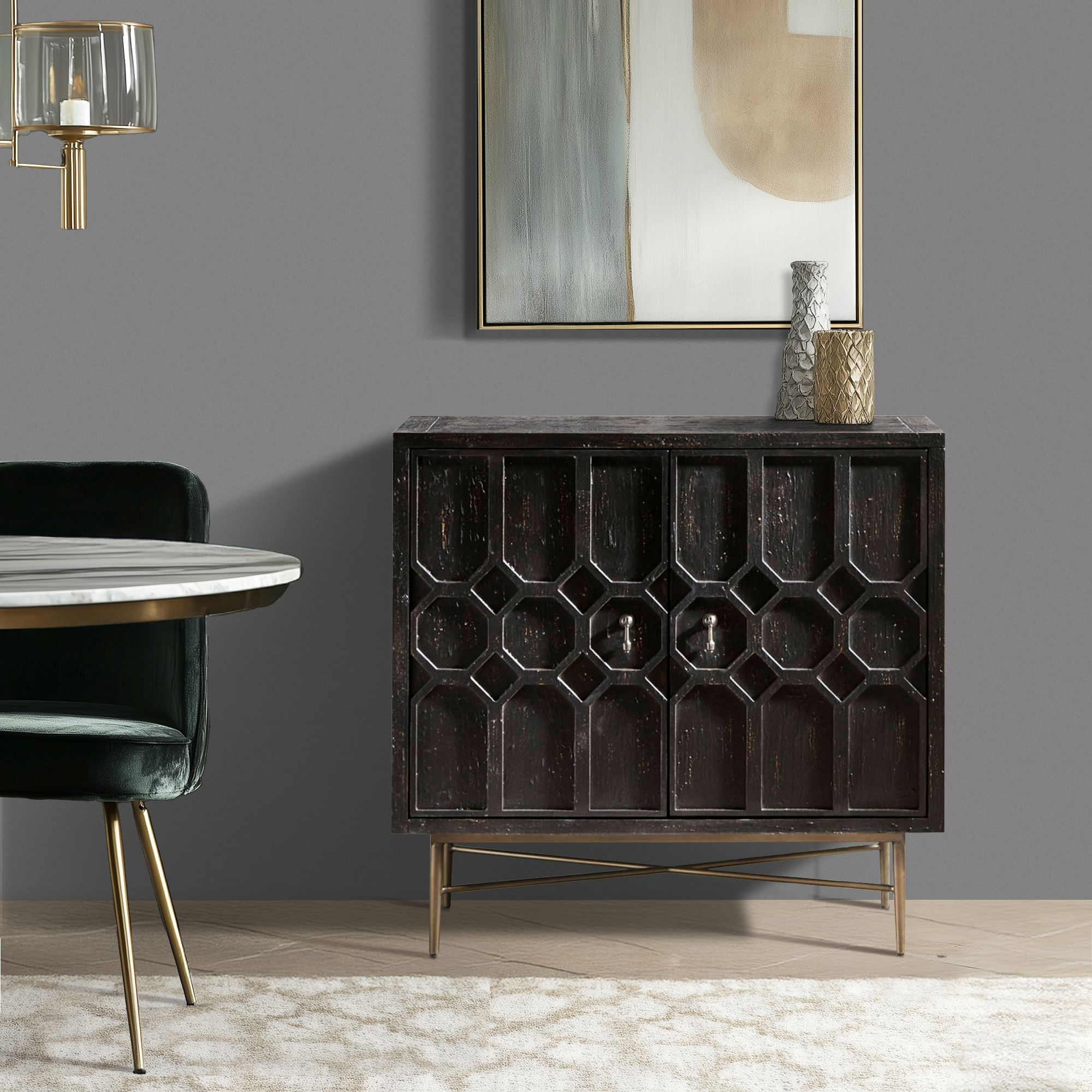 Hanley Honeycomb 2-door wood storage cabinet