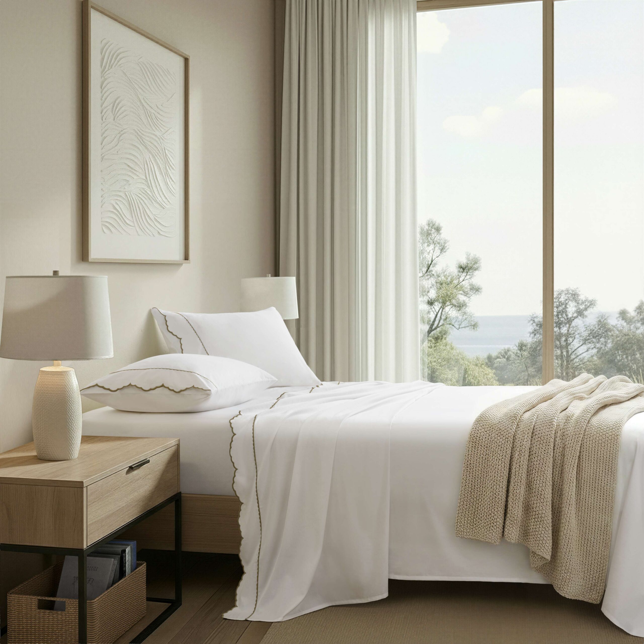 Brielle Scalloped Edge Cotton Sheet Set