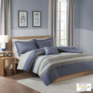 Marsden Striped Comforter Set with Bed Sheets from Intelligent Design in  Blue/Grey. Marsden Striped Comforter Set with Bed Sheets from Intelligent Design in  Blue/Grey. Marsden Striped Comforter Set with Bed Sheets from Intelligent Design in  Blue/Grey. Marsden Striped Comforter Set with Bed Sheets from Intelligent Design in  Blue/Grey. Marsden Striped Comforter Set with Bed Sheets from Intelligent Design in  Blue/Grey.
