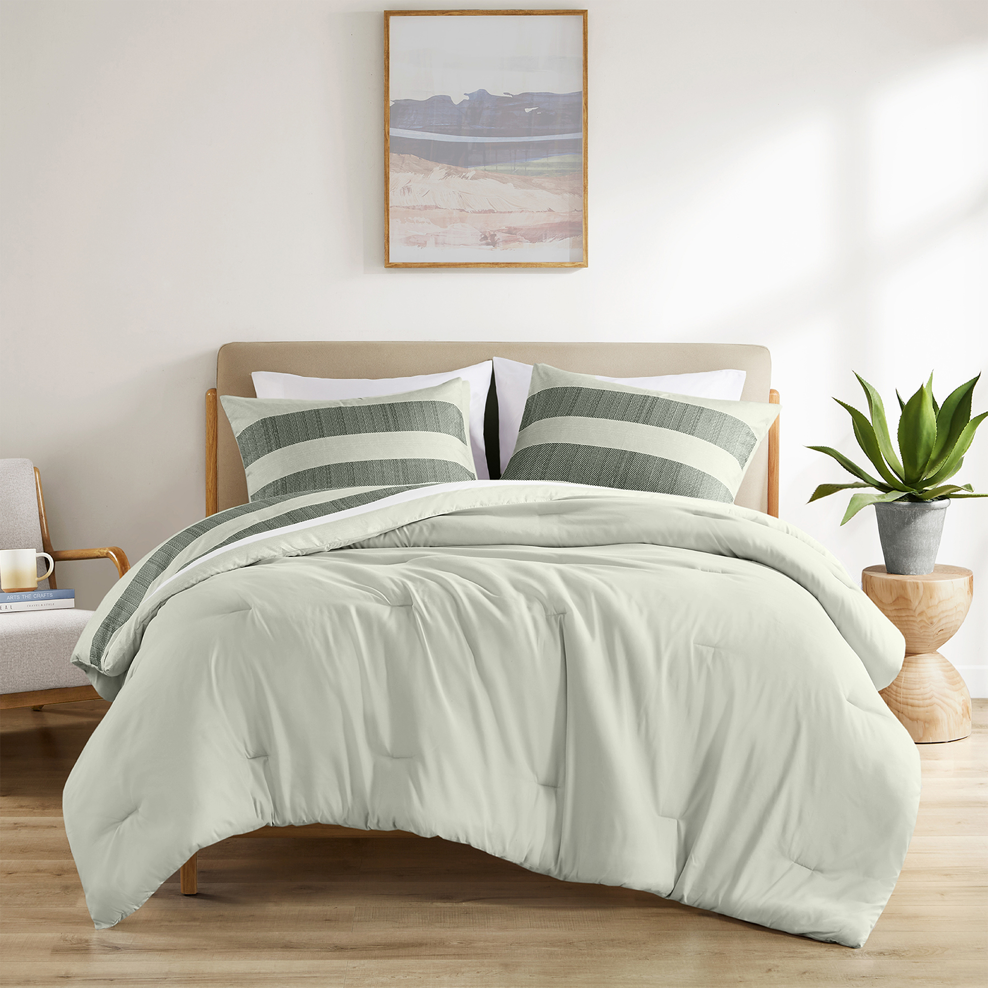 Blais Stripe Textured Print Comforter Set