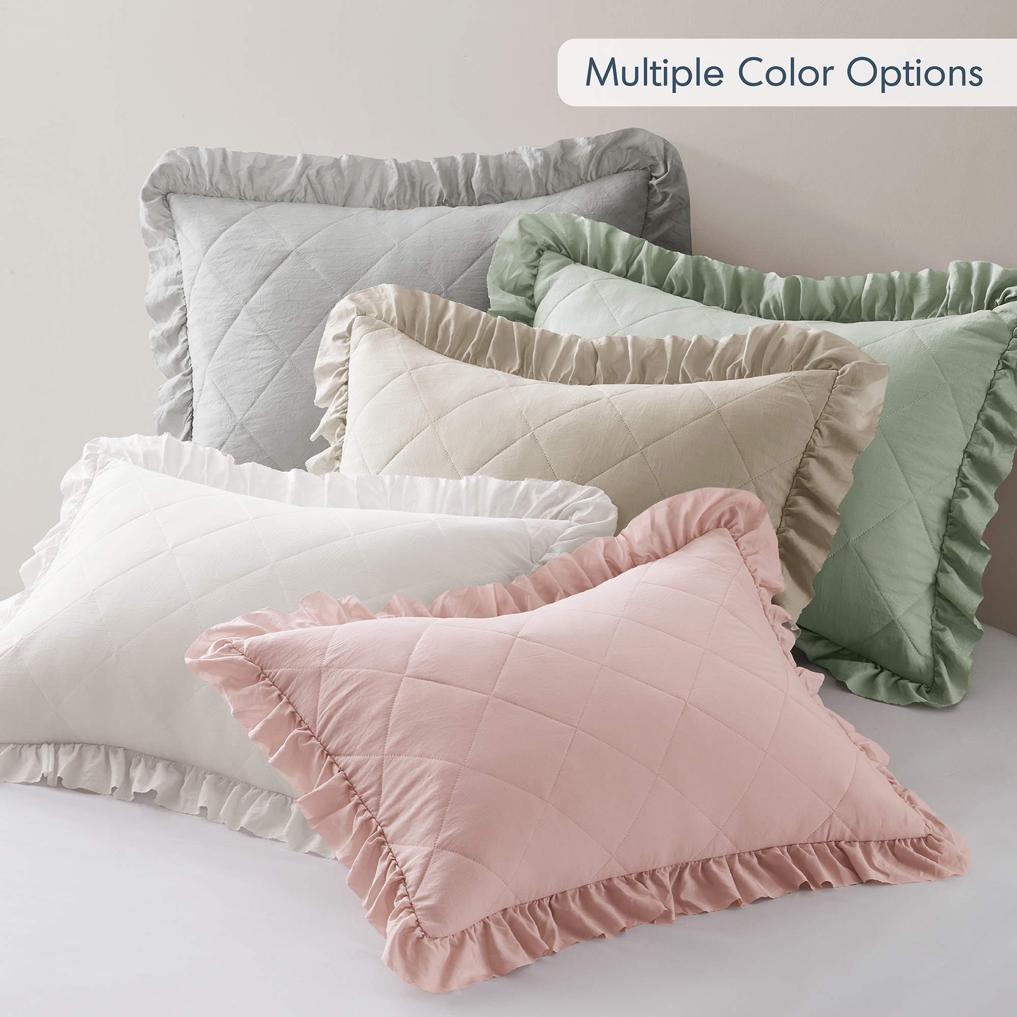 Hannah Diamond Quilted Ruffle Edge Comforter Set