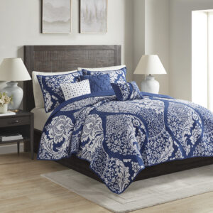 Vienna 6 Piece Printed Cotton Quilt Set with Throw Pillows from Madison Park in  Indigo. Vienna 6 Piece Printed Cotton Quilt Set with Throw Pillows from Madison Park in  Indigo. Vienna 6 Piece Printed Cotton Quilt Set with Throw Pillows from Madison Park in  Indigo. Vienna 6 Piece Printed Cotton Quilt Set with Throw Pillows from Madison Park in  Indigo. Vienna 6 Piece Printed Cotton Quilt Set with Throw Pillows from Madison Park in  Indigo.