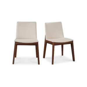 Deco Dining Chair Cream White PVC - Set Of Two from Moe