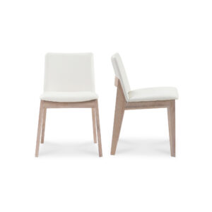 Deco Oak Dining Chair Cream White PVC - Set Of Two from Moe