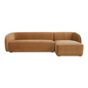 Faye Right Sectional Tan Faux Mohair from Moe