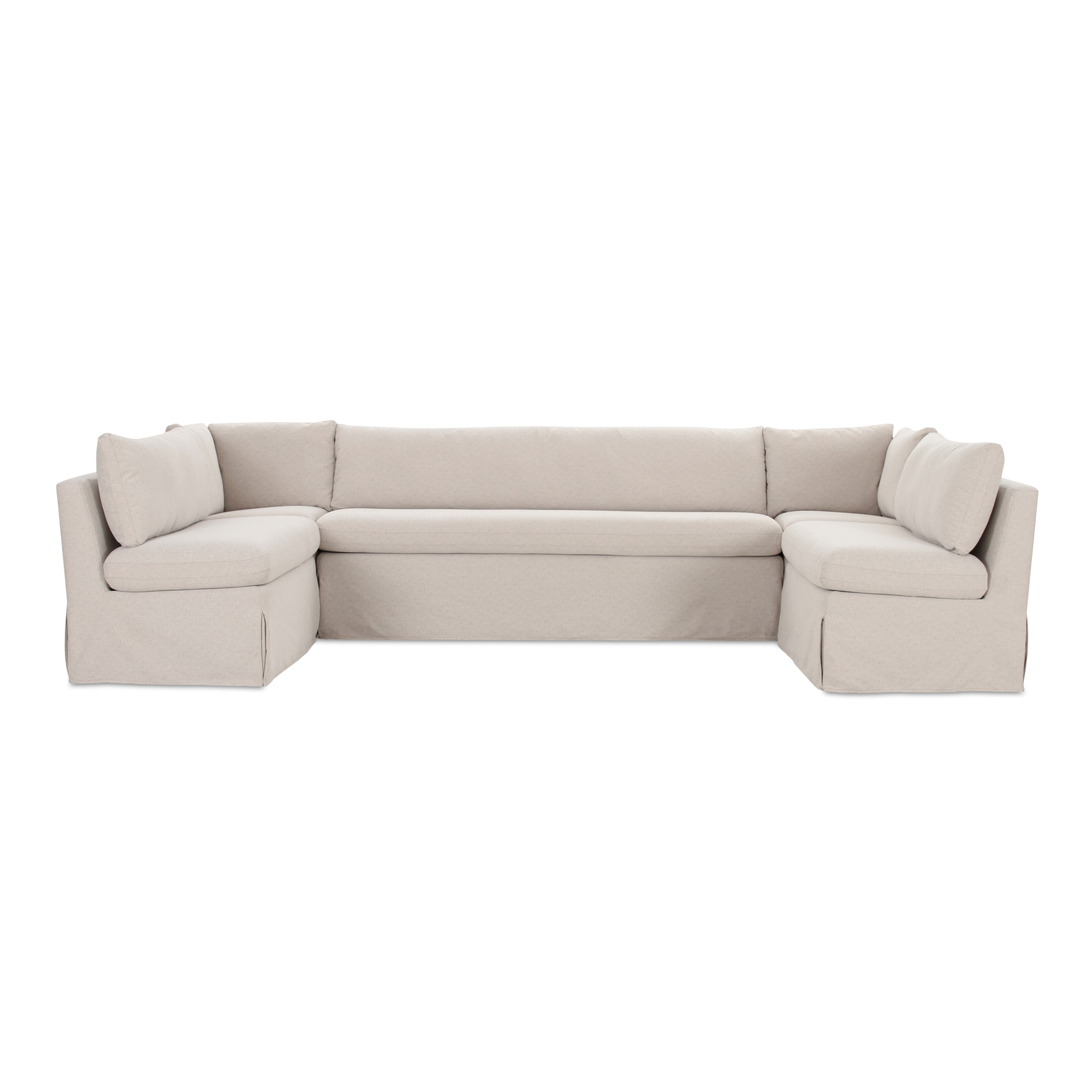 Fable Slipcover Dining Banquette U-Shape Beige 129 in.