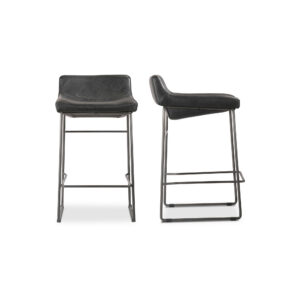 Starlet Counter Stool Onyx Black Leather - Set Of Two from Moe