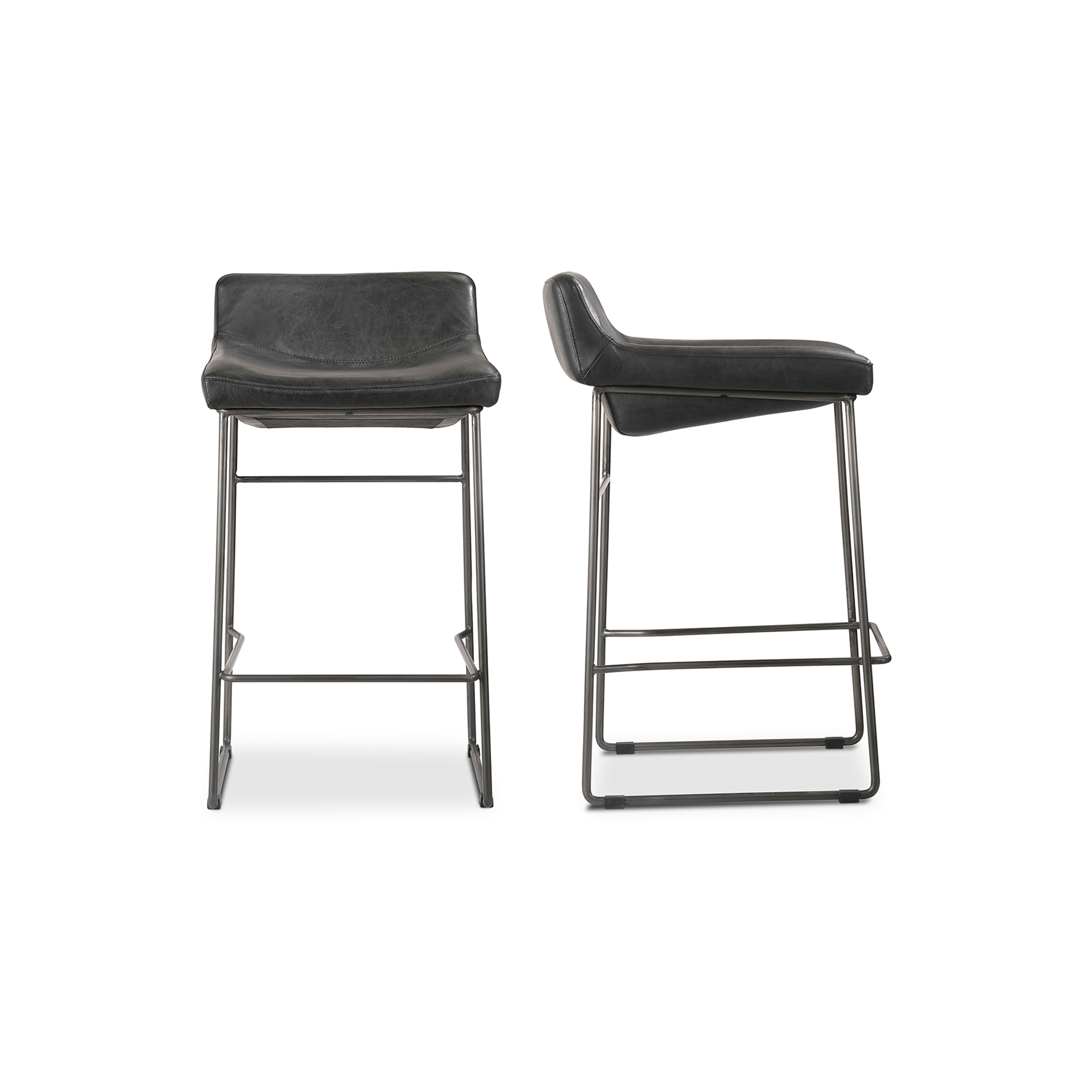 Starlet Counter Stool Onyx Black Leather – Set Of Two