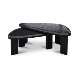 Sophie Outdoor Nesting Table Set Charcoal Lacquer from Moe