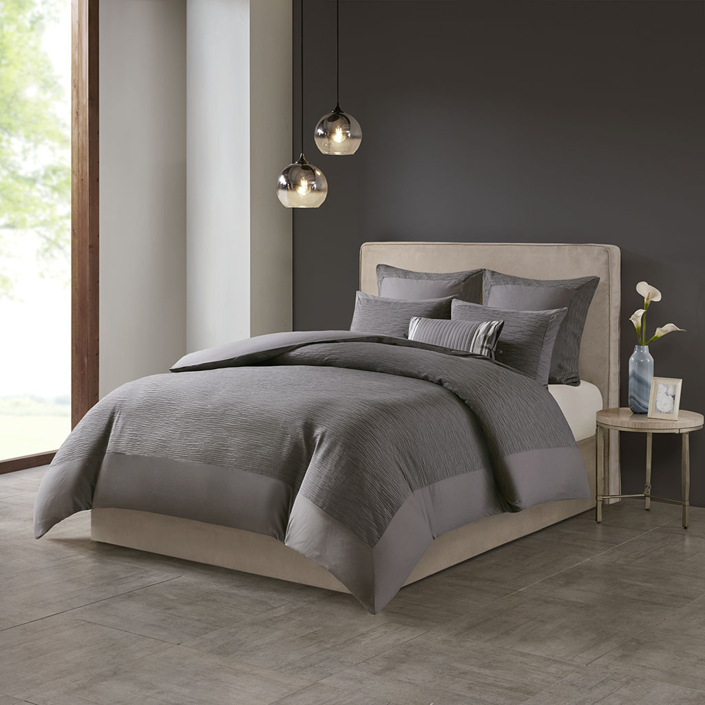 Hanae Cotton Blend Yarn Dyed 3 Piece Duvet Cover Set