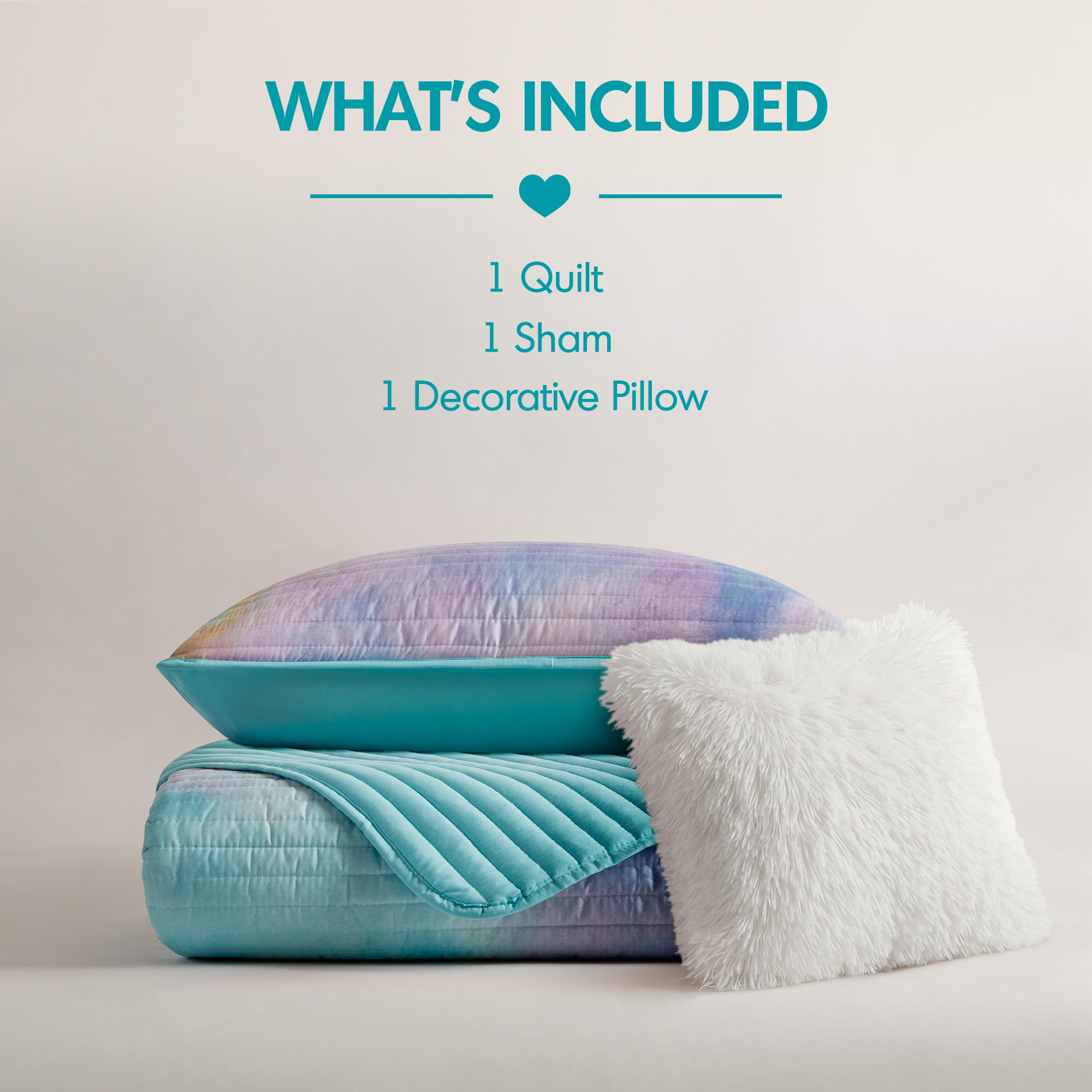 Cassiopeia Watercolor Tie Dye Printed Quilt Set with Throw Pillow