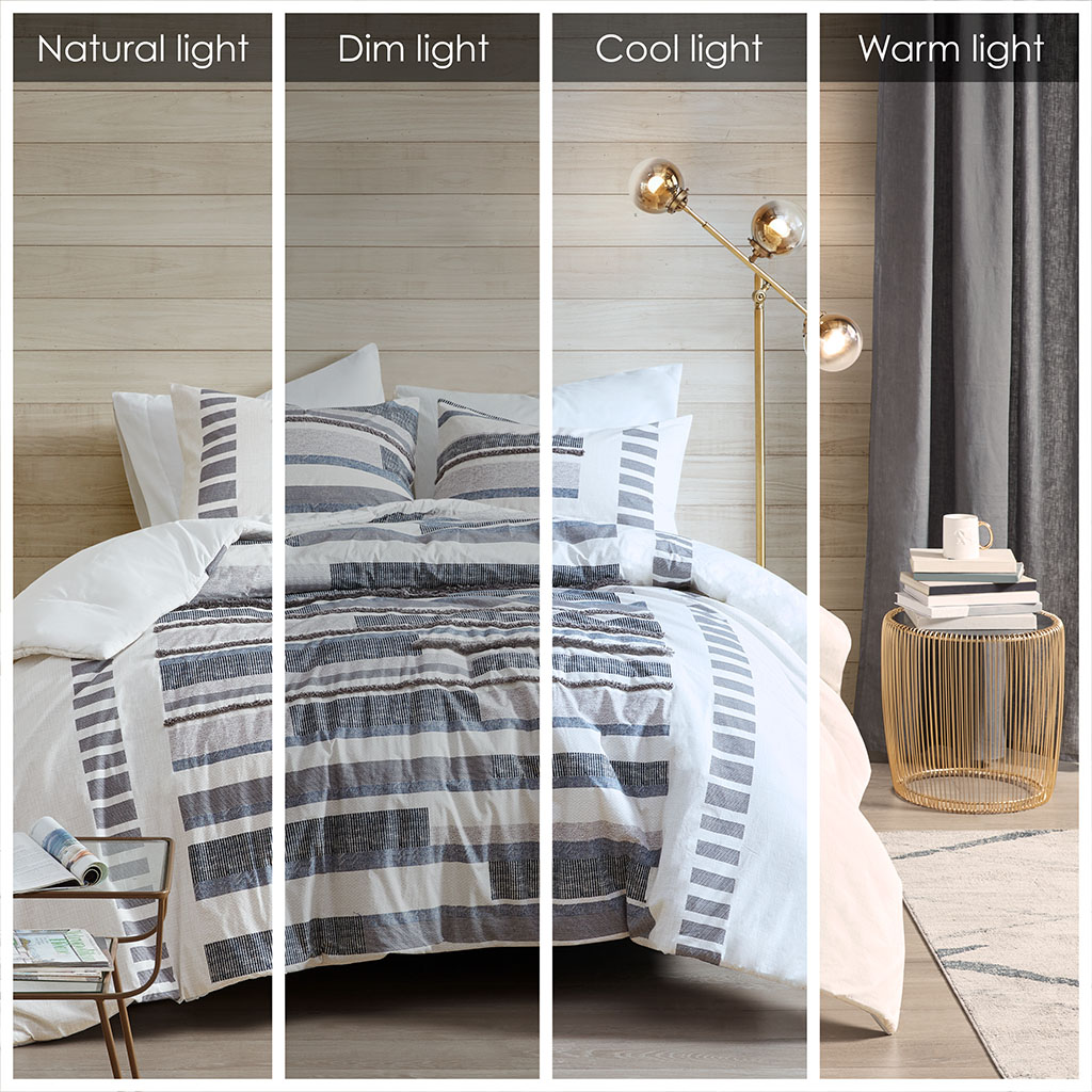 Serena 3 Piece Cotton Printed Duvet Cover Set w/ trims