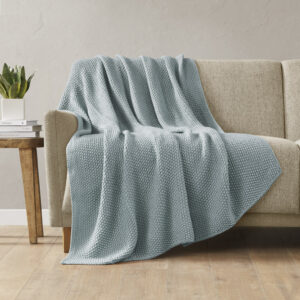 Bree Knit Throw from INK+IVY in  Light Blue. Bree Knit Throw from INK+IVY in  Light Blue. Bree Knit Throw from INK+IVY in  Light Blue. Bree Knit Throw from INK+IVY in  Light Blue. Bree Knit Throw from INK+IVY in  Light Blue.