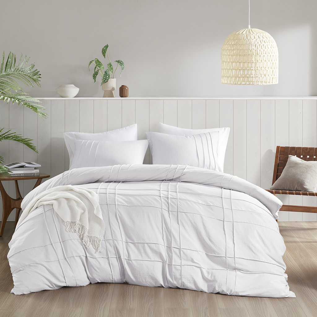 Walker Soft Washed Pleated Duvet Cover Set