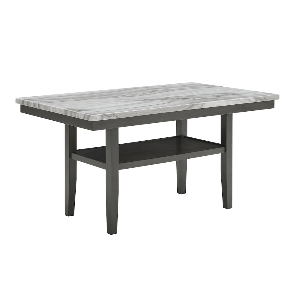 Selena 6-Piece 60″ Rectangular Gray Faux Marble Dining Set with 4 Chairs & Bench