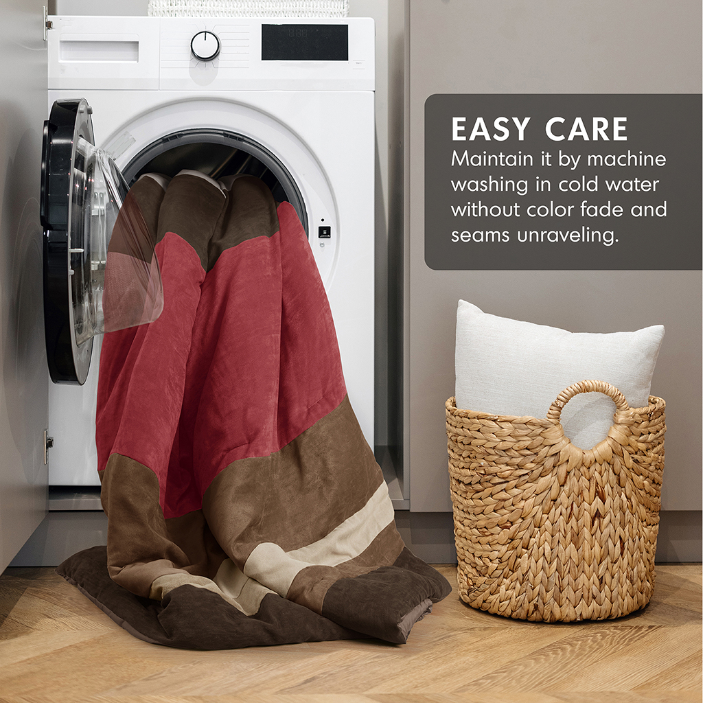 Highland Stripe Pieced Faux Suede Comforter Set