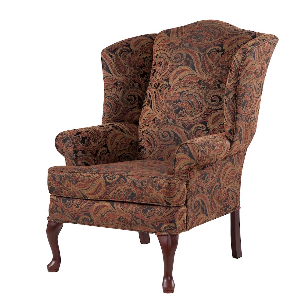 Paisley Cranberry Wing Back Chair