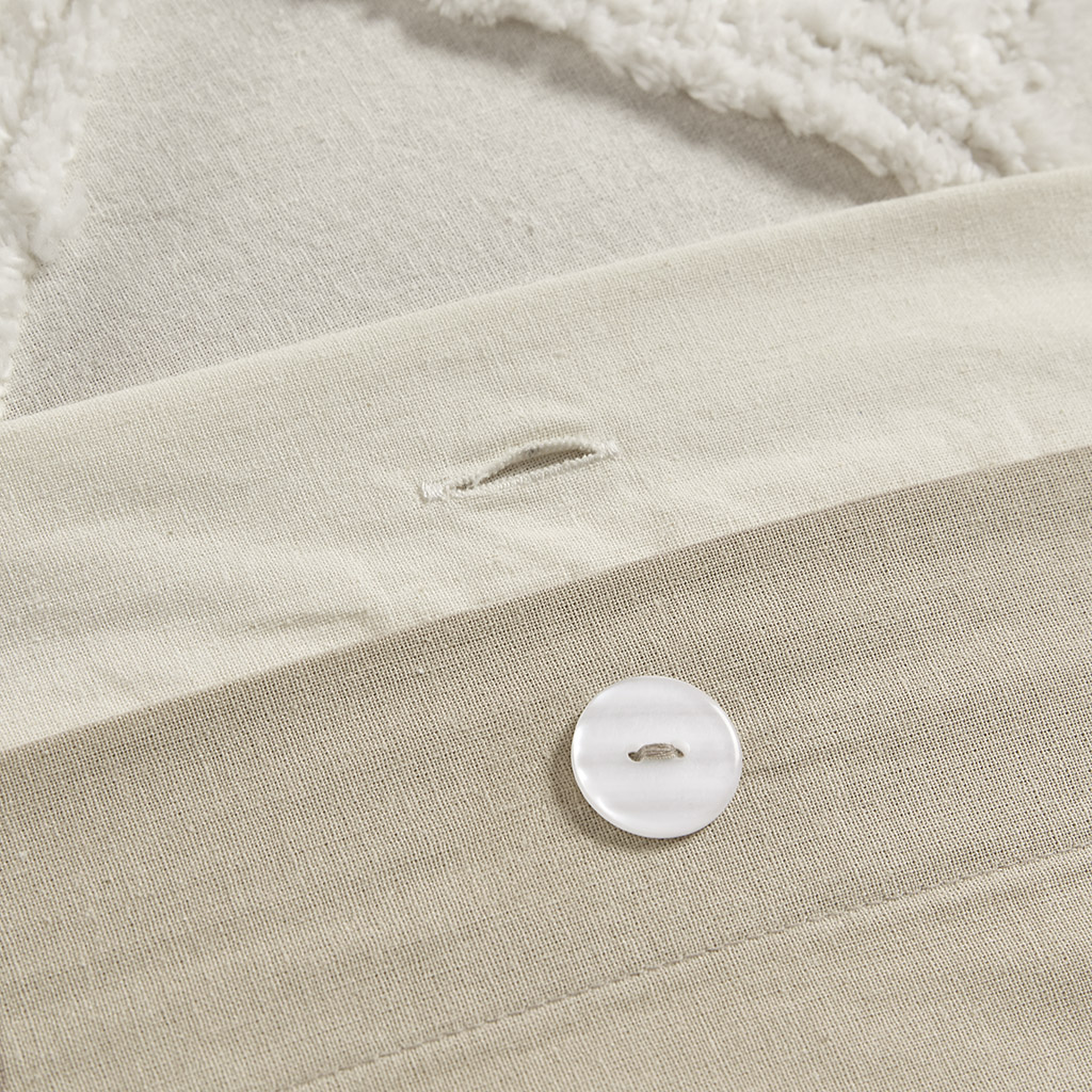 Mila 3 Piece Cotton Duvet Cover Set with Chenille Tufting
