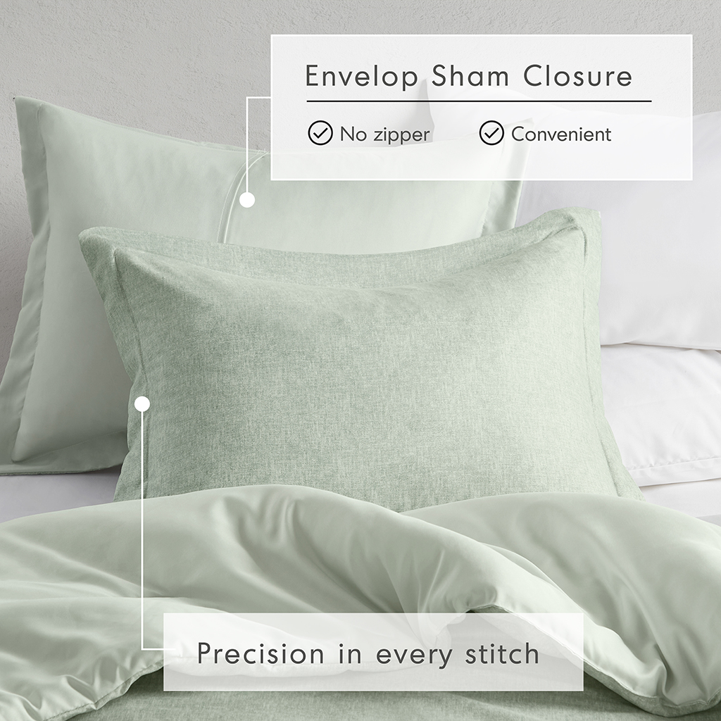 Camden Chambray Print Solid Comforter Set