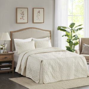 Quebec 3 Piece Split Corner Pleated Quilted Bedspread from Madison Park in  Cream. Quebec 3 Piece Split Corner Pleated Quilted Bedspread from Madison Park in  Cream. Quebec 3 Piece Split Corner Pleated Quilted Bedspread from Madison Park in  Cream. Quebec 3 Piece Split Corner Pleated Quilted Bedspread from Madison Park in  Cream. Quebec 3 Piece Split Corner Pleated Quilted Bedspread from Madison Park in  Cream.