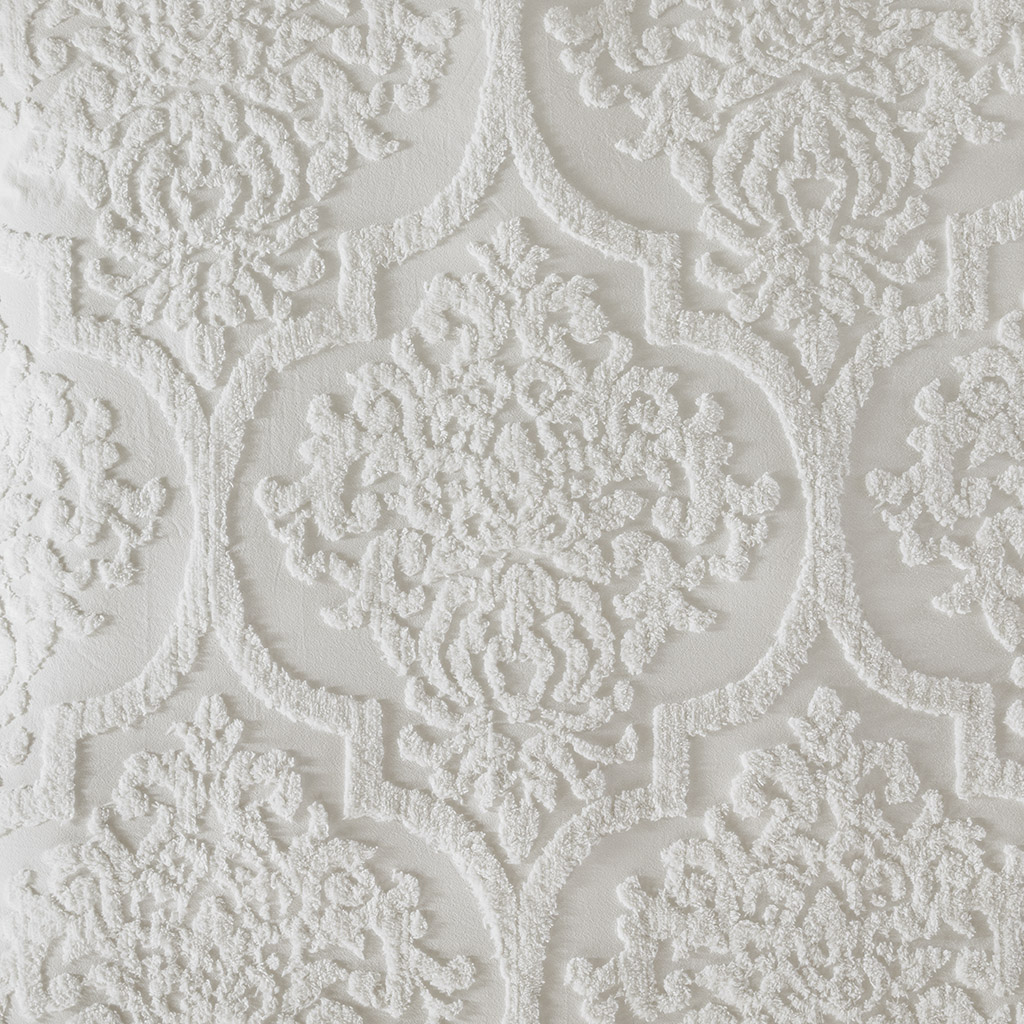 Viola 3 Piece Tufted Cotton Chenille Damask Duvet Cover Set