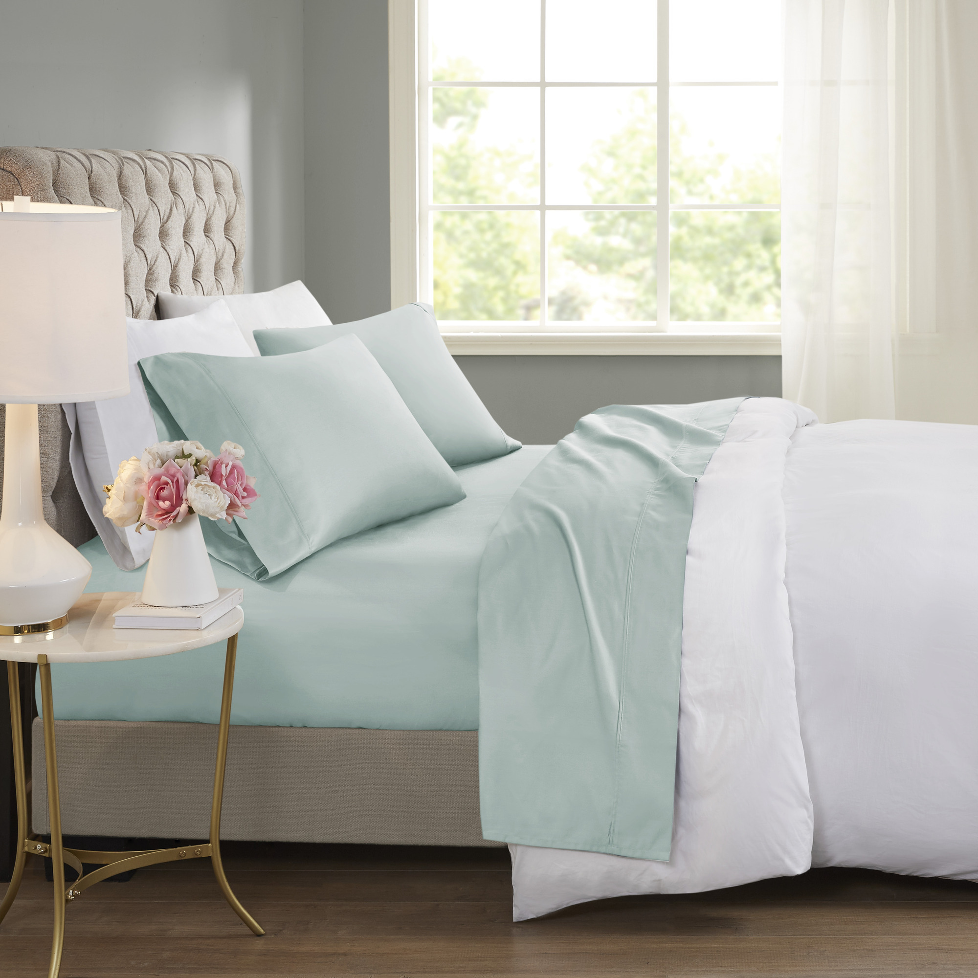 600 Thread Count Cooling Cotton Blend 4 PC Sheet Set