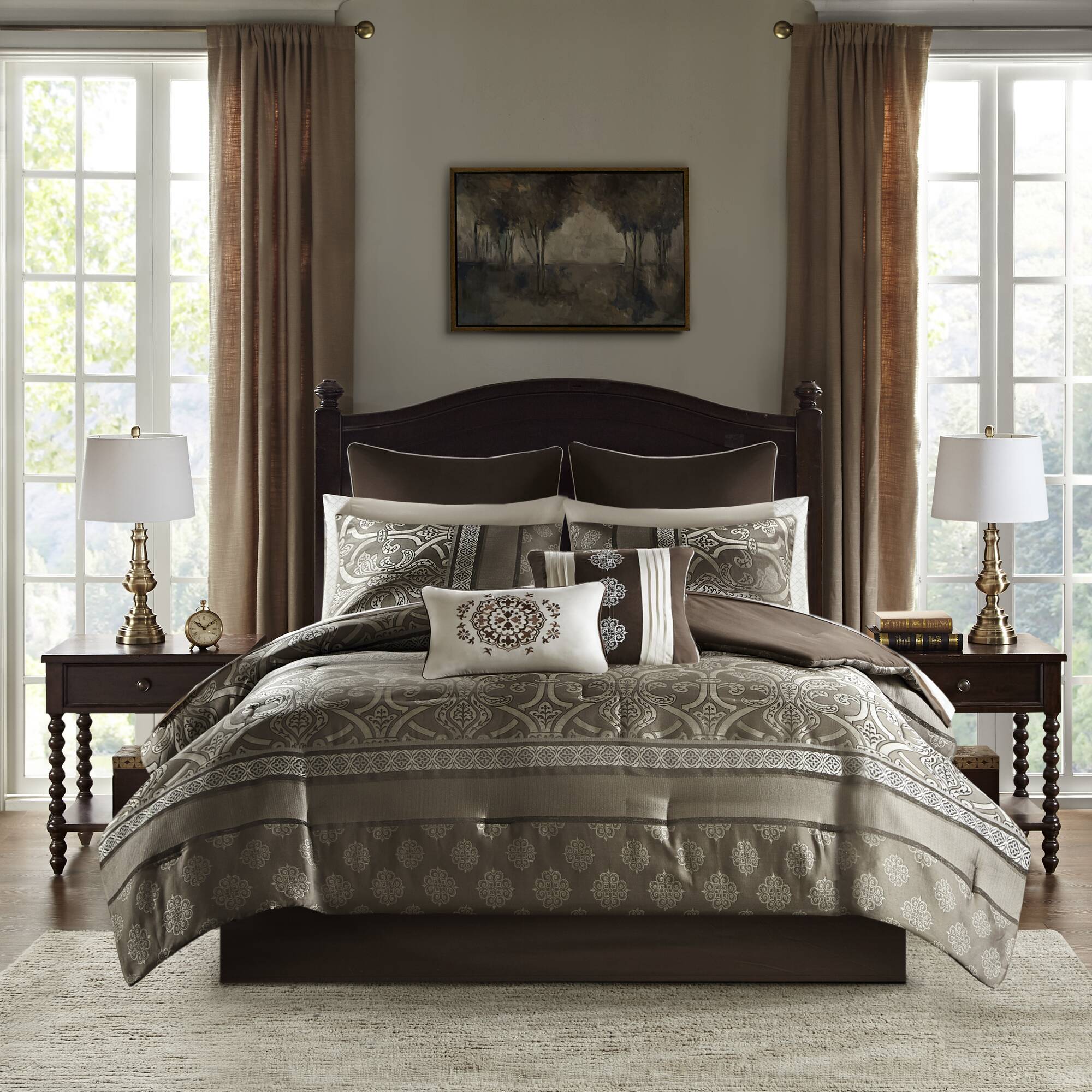 Zara 16 Piece Jacquard Comforter Set with 2 Bed Sheet Sets