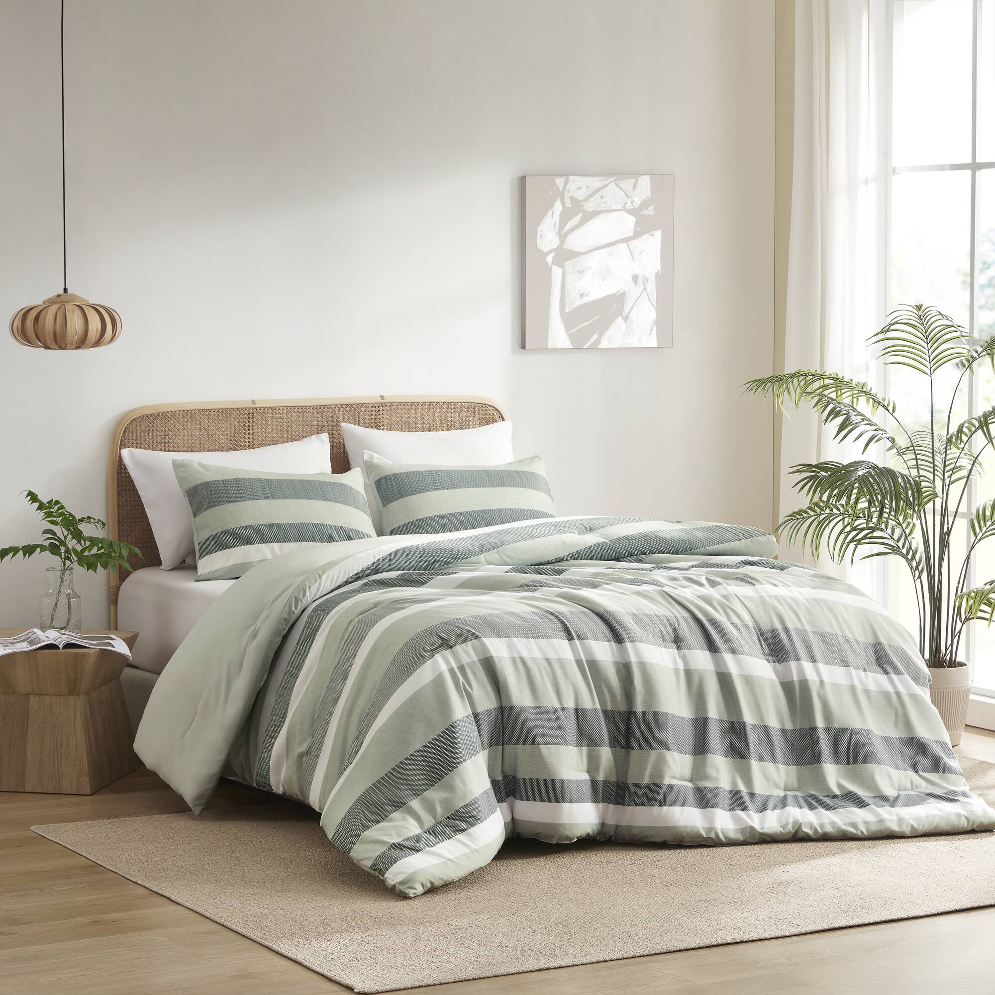 Blais Stripe Textured Print Comforter Set