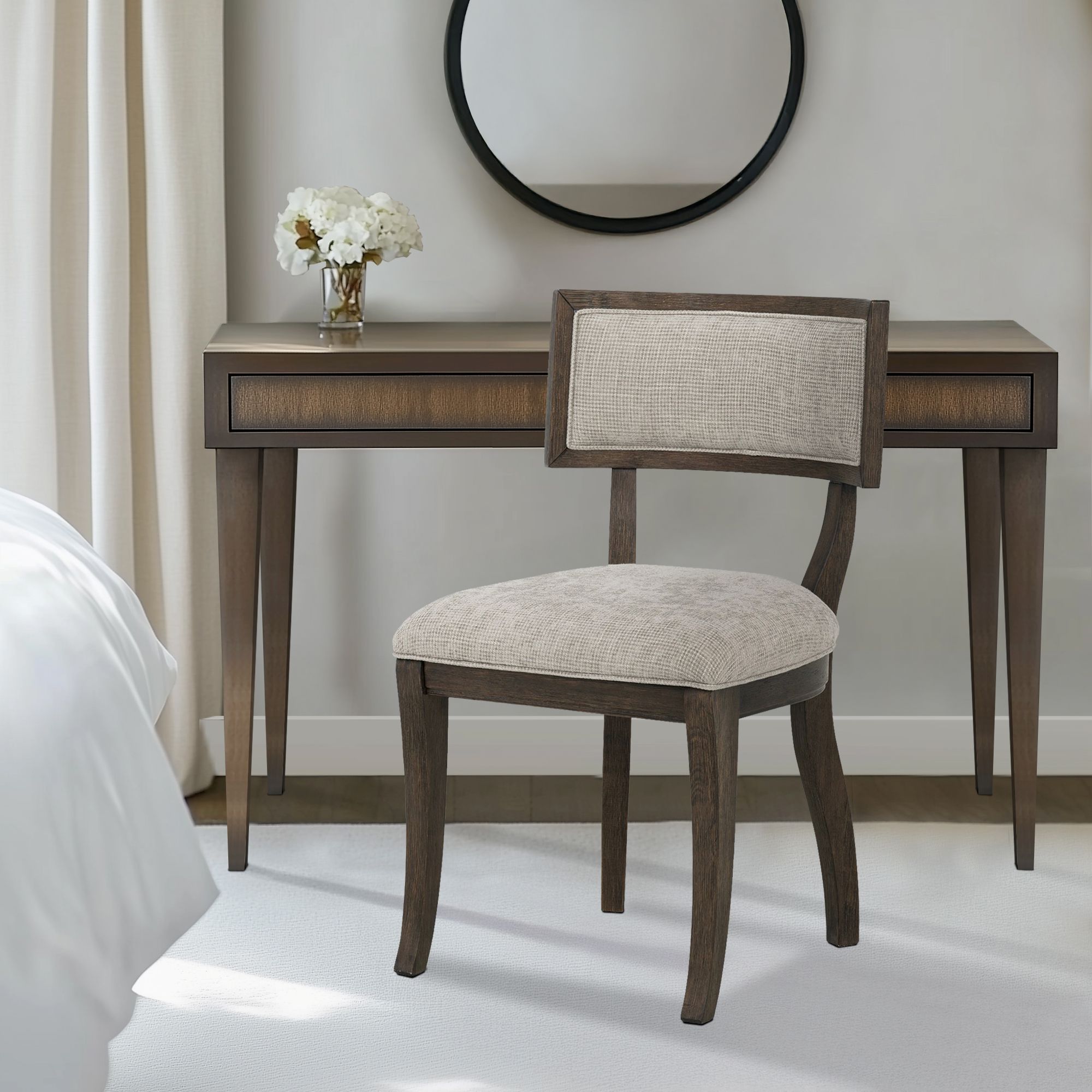 Marie Upholstered Split-Back Dining Chairs with Curved Wood Frame (Set of 2)