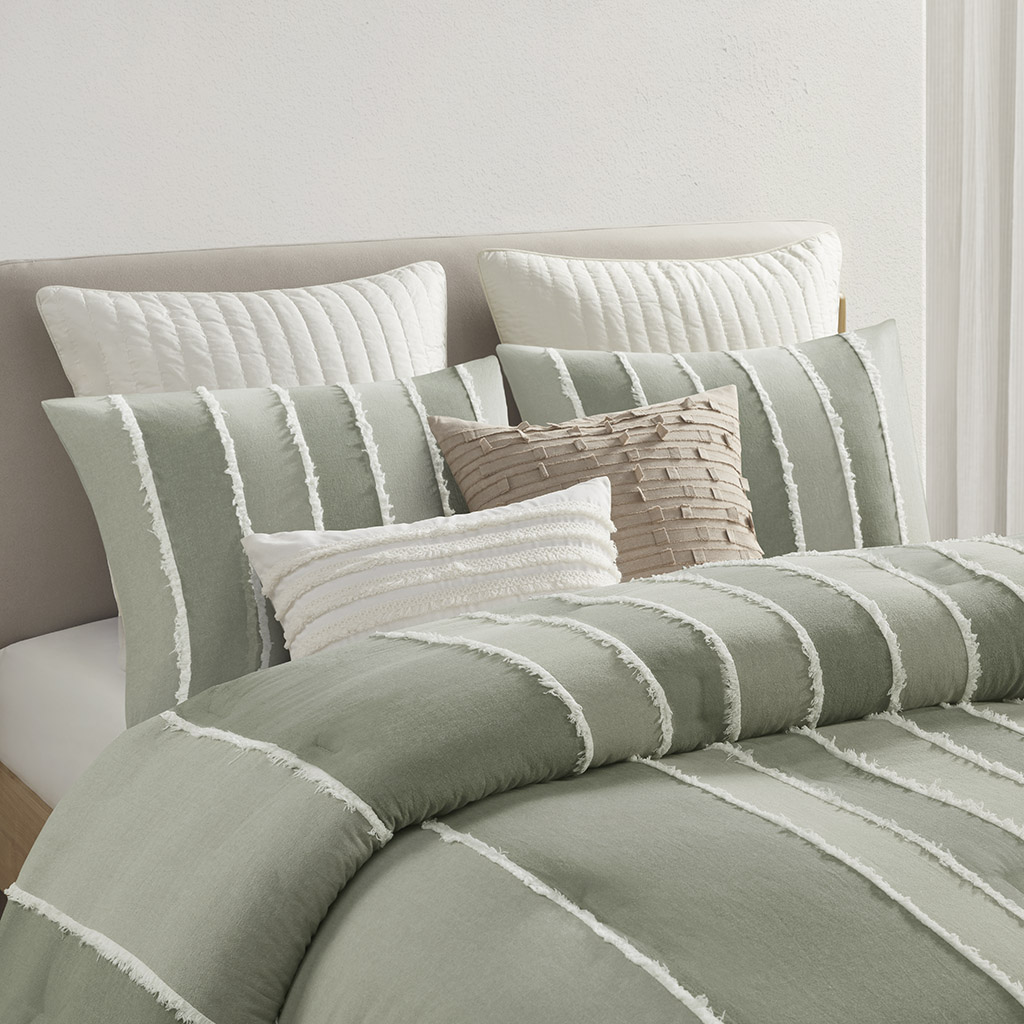 Shay 3 Piece Striped Cotton Comforter Set