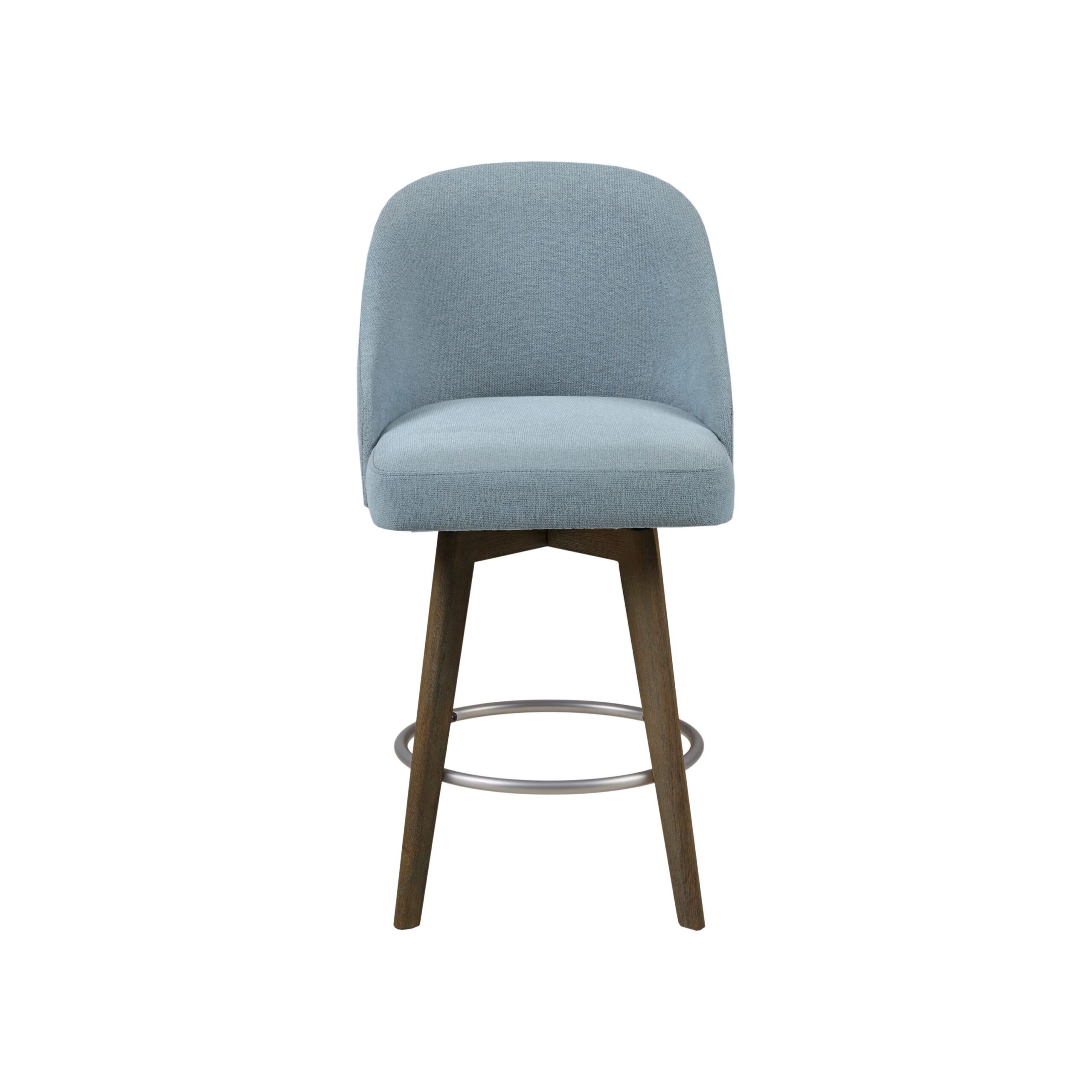 Pearce Swivel Upholstered Counter Stool with Solid Wood Legs & Metal Footrest