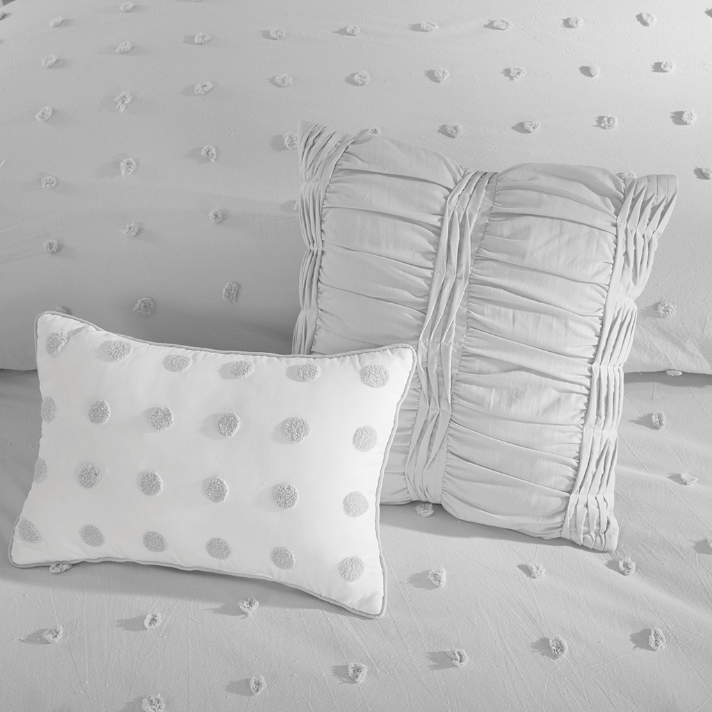 Brooklyn Cotton Jacquard Comforter Set with Euro Shams and Throw Pillows
