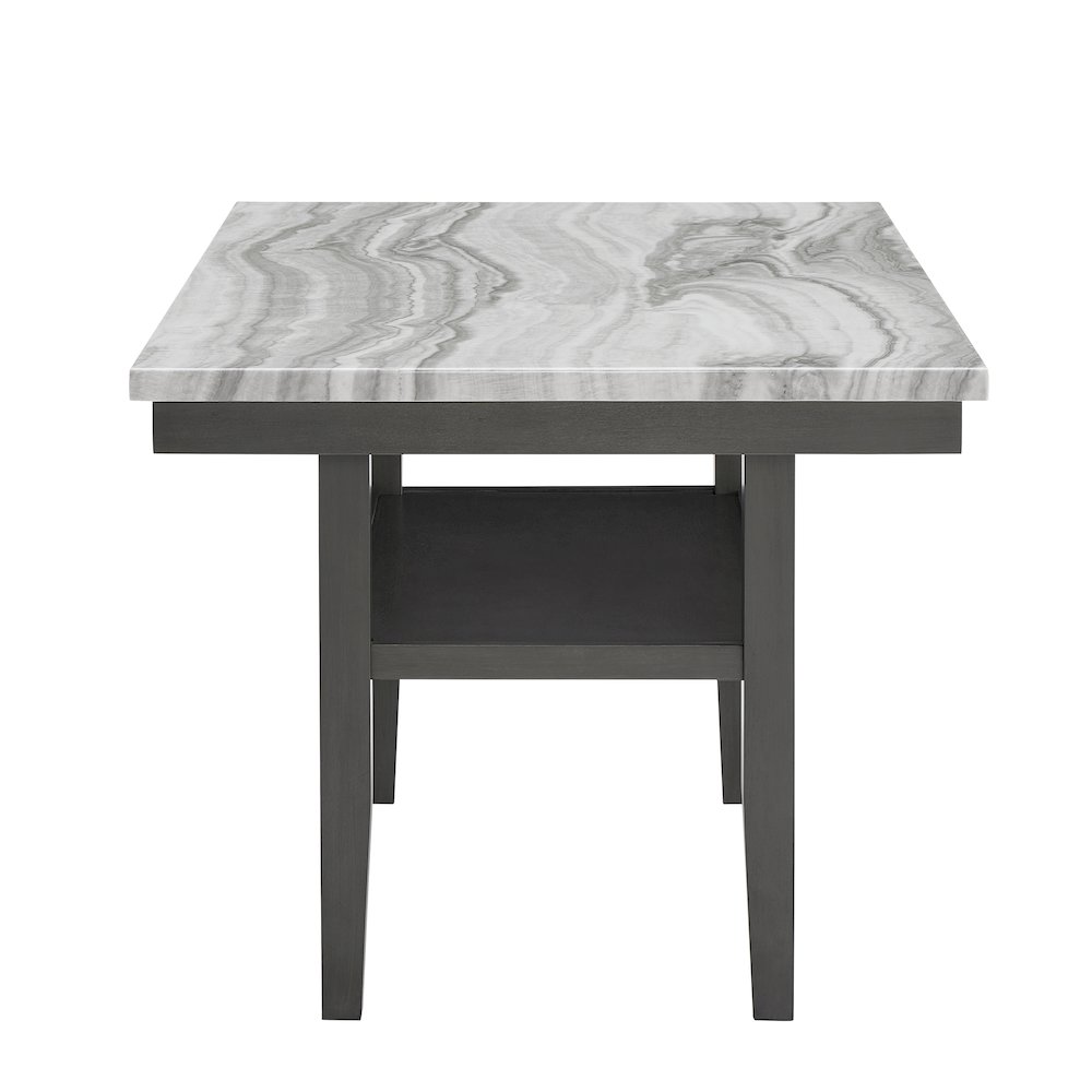 Selena 7-Piece 60″ Rectangular Gray Faux Marble Top Dining Set with 6 Chairs