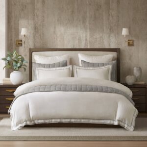 Linen Blend Double Flange Duvet Cover Set from Harbor House in White/Gray. Linen Blend Double Flange Duvet Cover Set from Harbor House in White/Gray. Linen Blend Double Flange Duvet Cover Set from Harbor House in White/Gray. Linen Blend Double Flange Duvet Cover Set from Harbor House in White/Gray. Linen Blend Double Flange Duvet Cover Set from Harbor House in White/Gray.