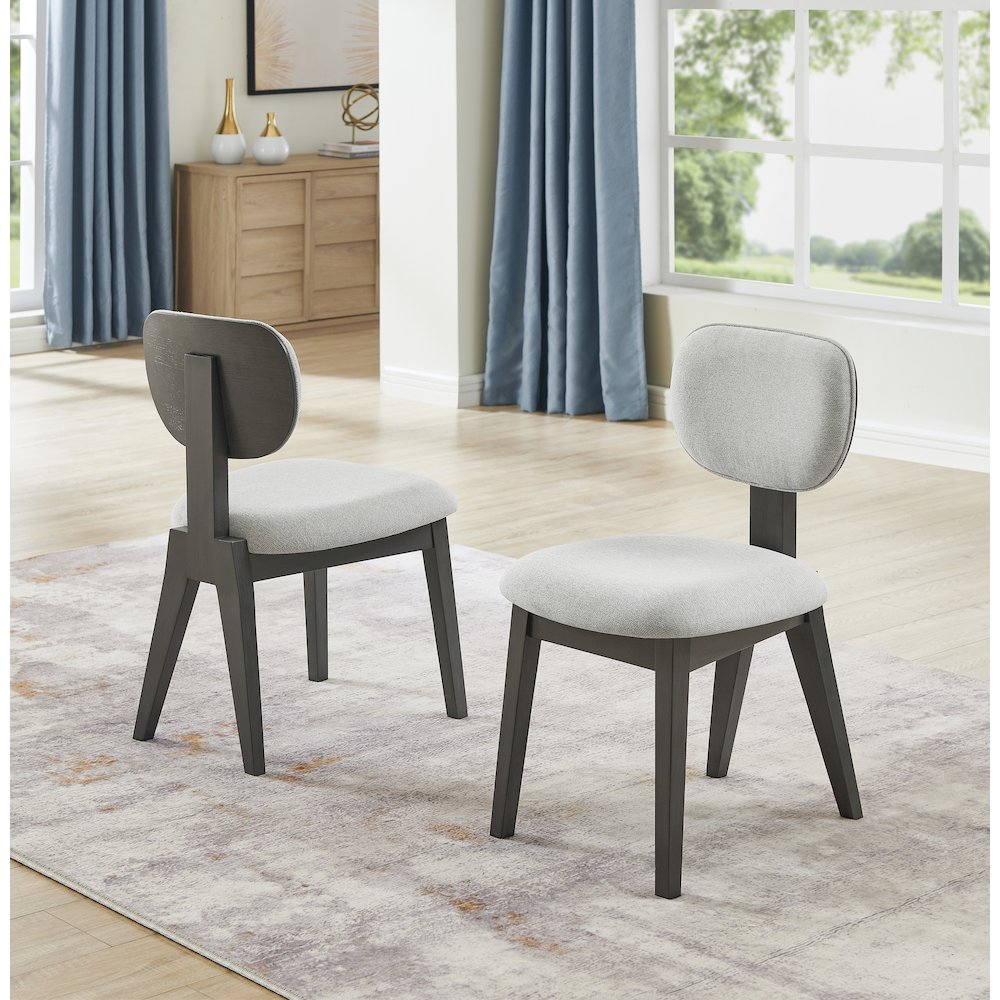 Valencia 5-Piece 80″ Oval Gray Oak Finish Dining Set with Dual Pedestal Base