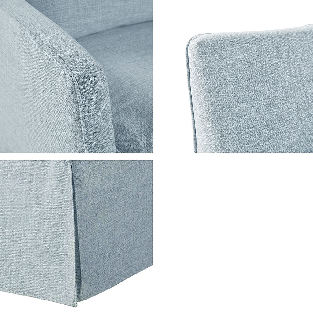 London Upholstered Skirted Swivel Armchair with Lumbar Pillow