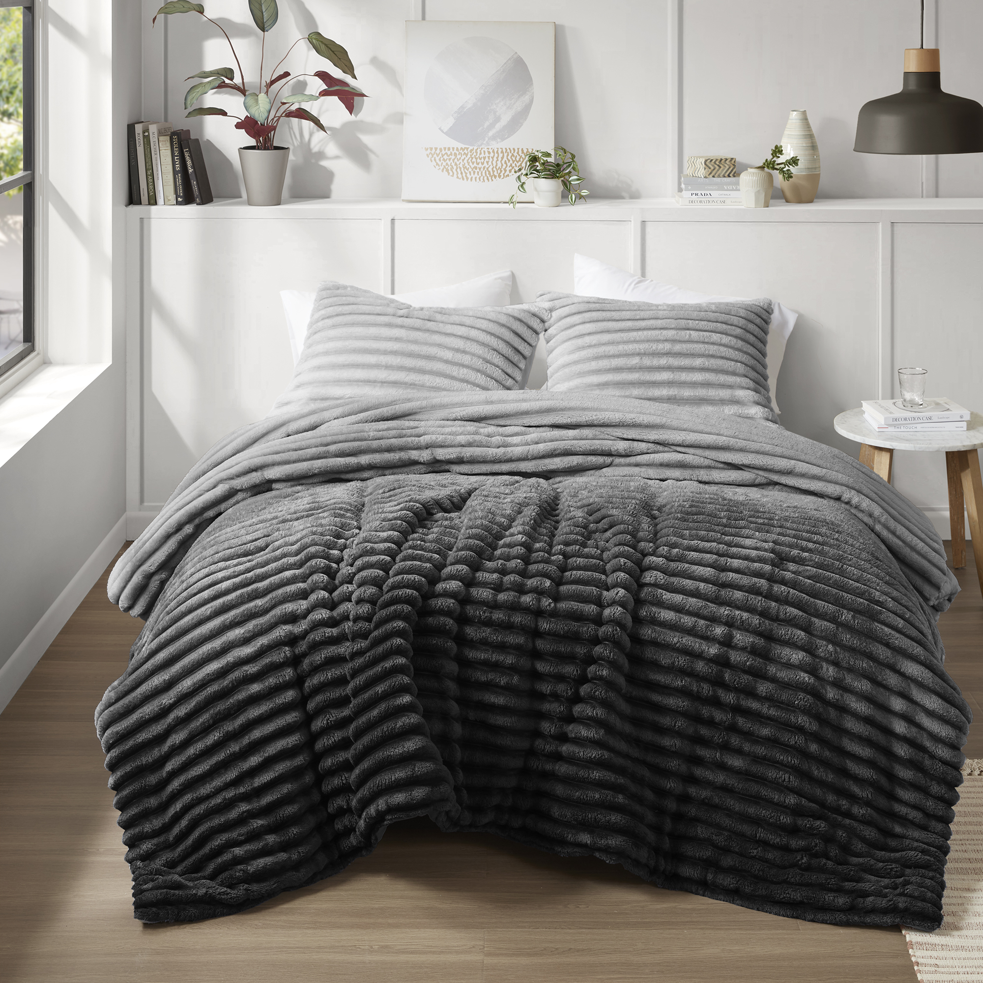 Avril Fluffy Ribbed Plush Comforter Set