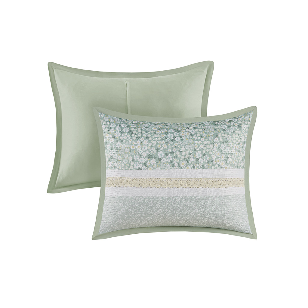 Caralie 5 Piece Seersucker Comforter Set with Throw Pillows