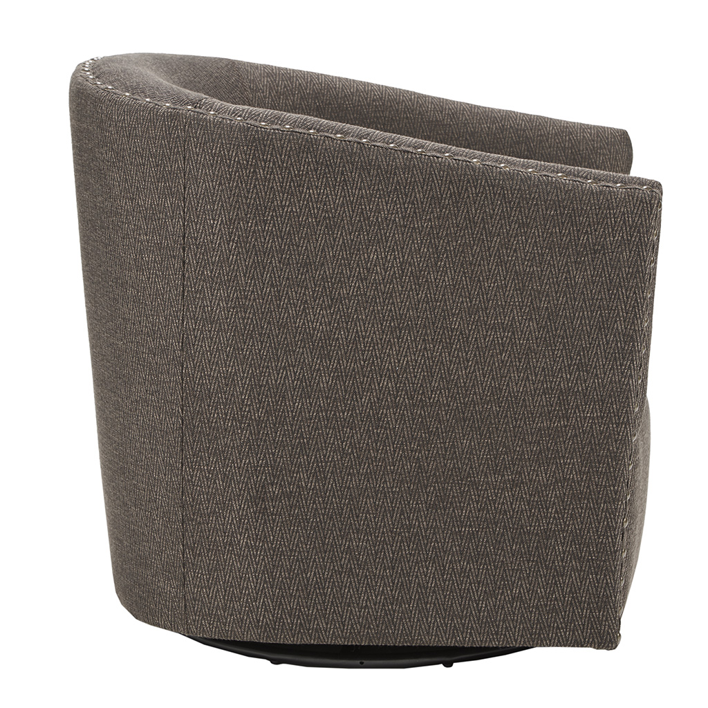Tyler Upholstered Swivel Barrel Chair with Nailheads