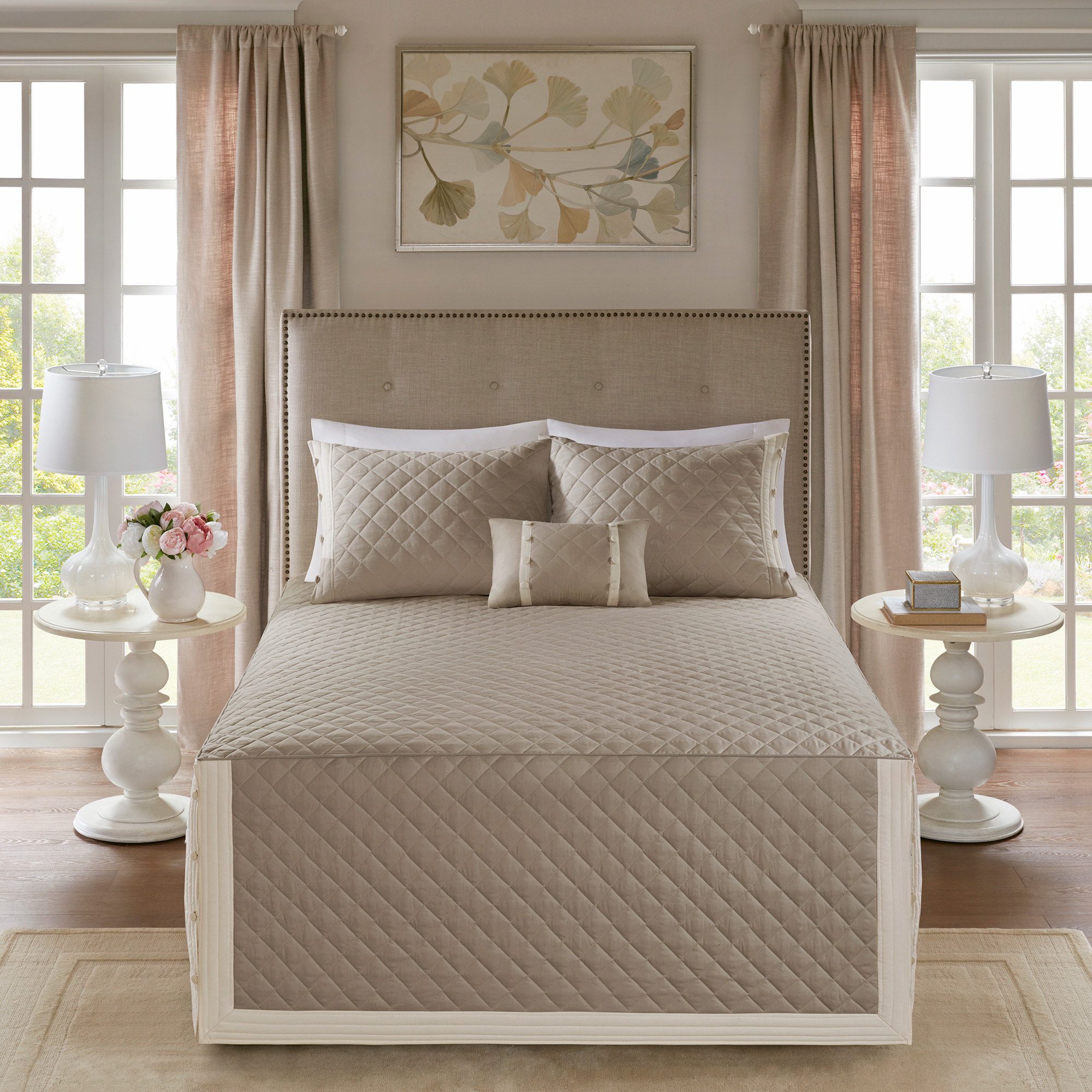 Breanna 4 Piece Cotton Reversible Tailored Bedspread Set